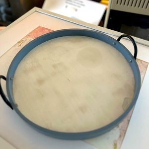 Blue round with handles tray for decorating decor